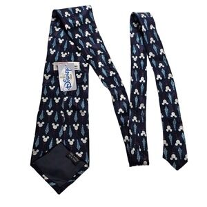 Disney Mickey Mouse Golf Tie Designer Navy Blue 100% Silk Hand Made Suit New‎